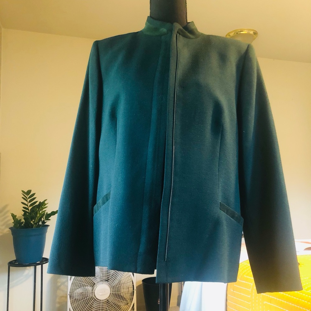 Pendleton vintage women emerald green full zip blazer fully lined,  size…